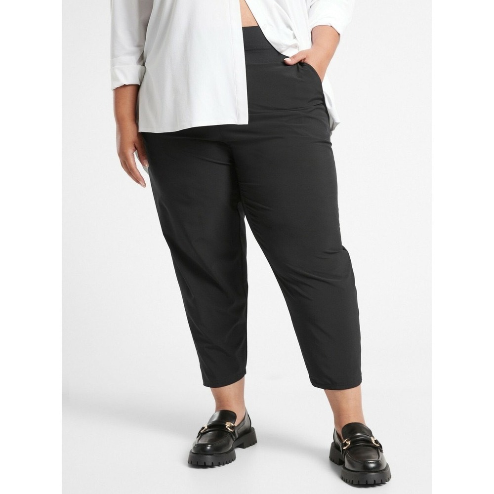 Athleta Nolita Slim Tapered Crop Pant Black Plus Sz 24 Travel Trousers Athletic